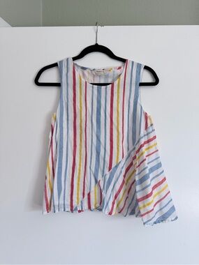 People Tree Hand Crafted Multicolor Stripe Sleeveless Swing Top Size 10